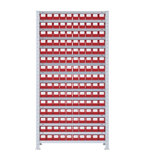 SCAFFALE CON CASSETTINE ESTRAIBILI - 150 Contenitori in plastica portaminuteria