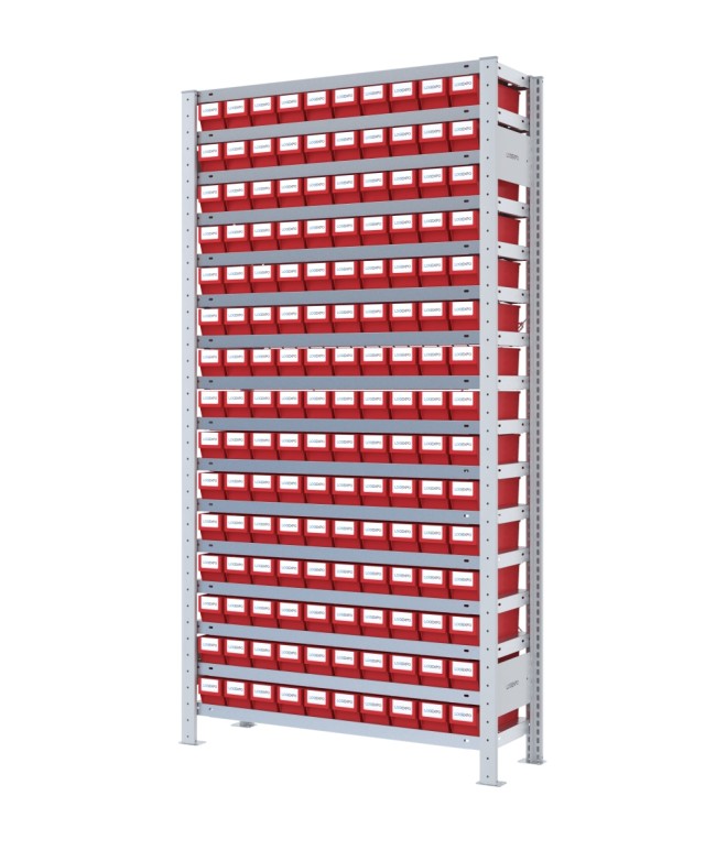 SCAFFALE CON CASSETTINE ESTRAIBILI - 150 Contenitori in plastica portaminuteria