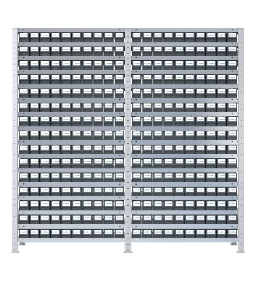 SCAFFALI CON CASSETTE PER MINUTERIA - Completo di 300 contenitori estraibili