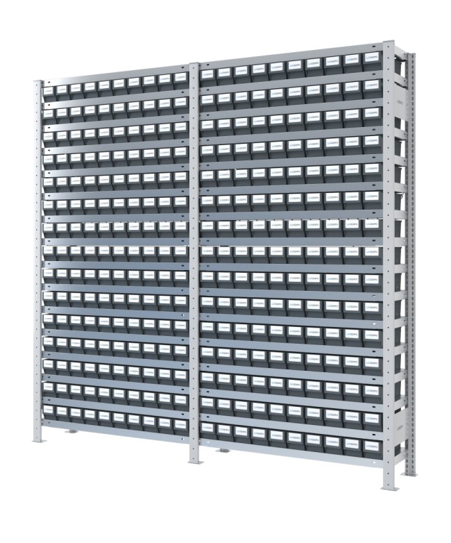 SCAFFALI CON CASSETTE PER MINUTERIA - Completo di 300 contenitori estraibili