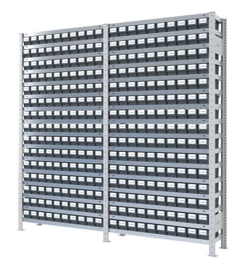 SCAFFALI CON CASSETTE PER MINUTERIA - Completo di 300 contenitori estraibili