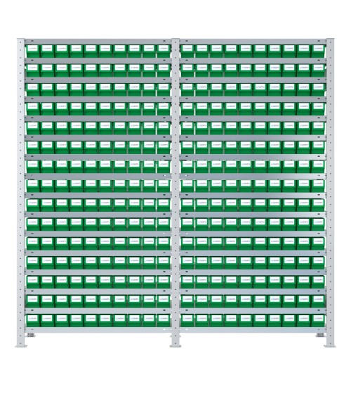 SCAFFALI CON CASSETTE PER MINUTERIA - Completo di 300 contenitori estraibili