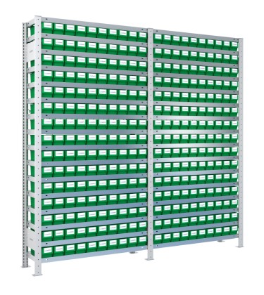 SCAFFALI CON CASSETTE PER MINUTERIA - Completo di 300 contenitori estraibili