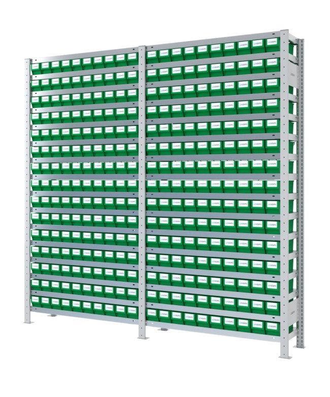 SCAFFALI CON CASSETTE PER MINUTERIA - Completo di 300 contenitori estraibili