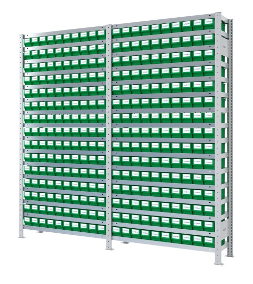 SCAFFALI CON CASSETTE PER MINUTERIA - Completo di 300 contenitori estraibili