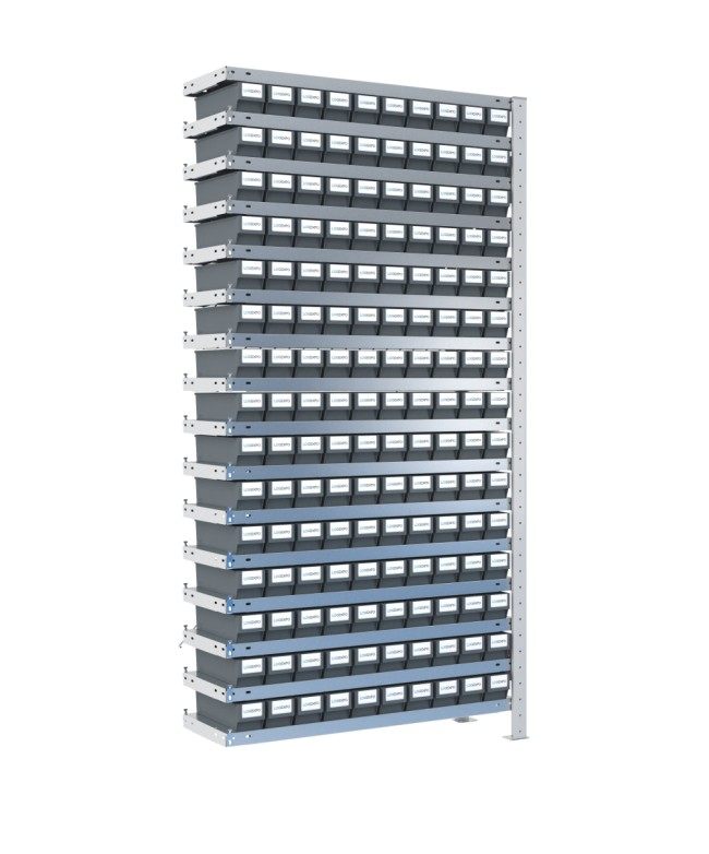 SCAFFALE AGGIUNTIVO CON CONTENITORI - Completo di 150 cassette in plastica