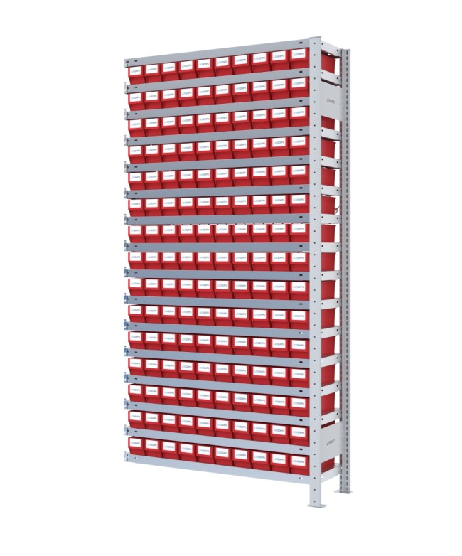 SCAFFALE AGGIUNTIVO CON CONTENITORI - Completo di 150 cassette in plastica