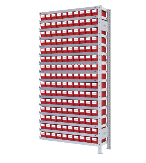 SCAFFALE AGGIUNTIVO CON CONTENITORI - Completo di 150 cassette in plastica