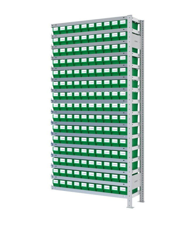 SCAFFALE AGGIUNTIVO CON CONTENITORI - Completo di 150 cassette in plastica