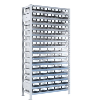 SCAFFALE CON CONTENITORI TRASPARENTI - 110 Cassette estraibili