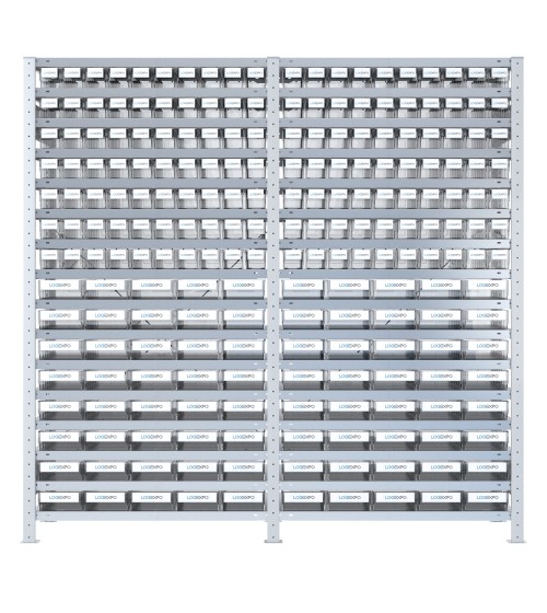 SCAFFALATURA DOPPIA CON CONTENITORI TRASPARENTI - 220 Cassette estraibili