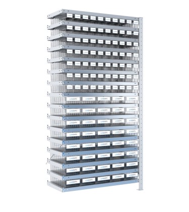 SCAFFALE AGGIUNTIVO CON CONTENITORI TRASPARENTI - 110 Cassette estraibili