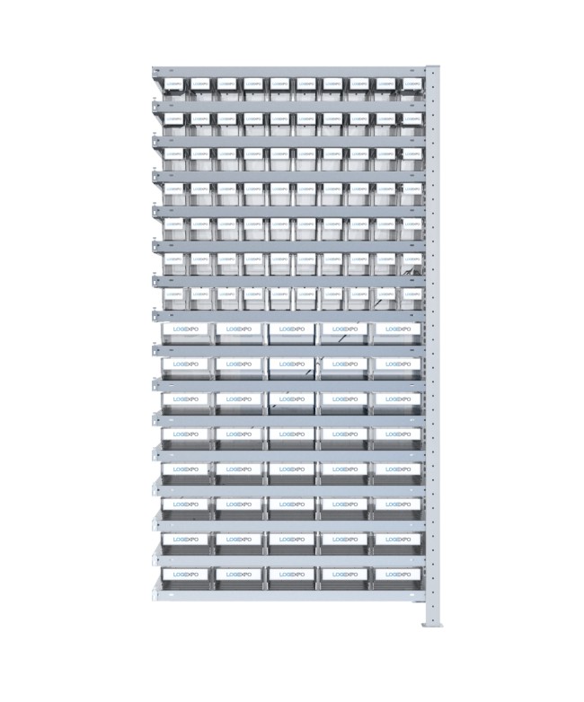 SCAFFALE AGGIUNTIVO CON CONTENITORI TRASPARENTI - 110 Cassette estraibili