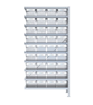 SCAFFALE AGGIUNTIVO CON CONTENITORI TRASPARENTI - 36 Cassette estraibili 2