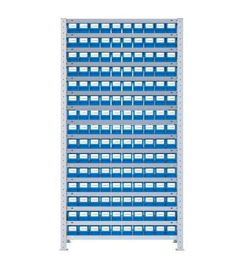 SCAFFALE CON CASSETTINE ESTRAIBILI - 150 Contenitori in plastica portaminuteria