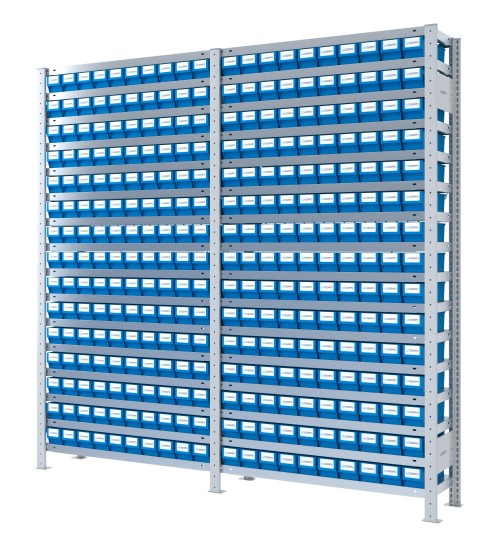 SCAFFALI CON CASSETTE PER MINUTERIA - Completo di 300 contenitori estraibili