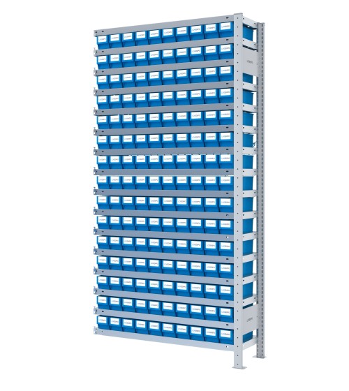 SCAFFALE AGGIUNTIVO CON CONTENITORI - Completo di 150 cassette in plastica