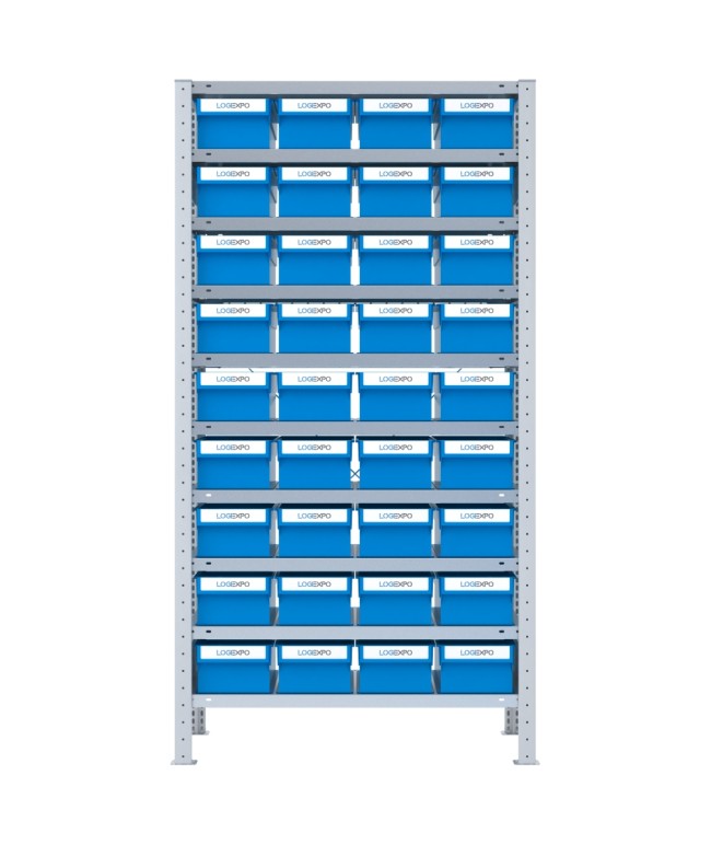 SCAFFALE CON CONTENITORI PORTA MINUTERIA - 36 Cassette estraibili