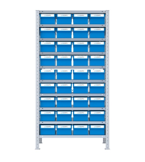 SCAFFALE CON CONTENITORI PORTA MINUTERIA - 36 Cassette estraibili