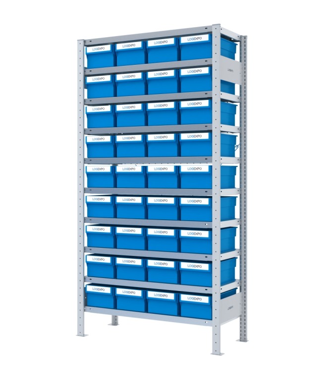 SCAFFALE CON CONTENITORI PORTA MINUTERIA - 36 Cassette estraibili