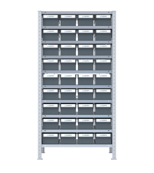 SCAFFALE CON CONTENITORI PORTA MINUTERIA - 36 Cassette estraibili