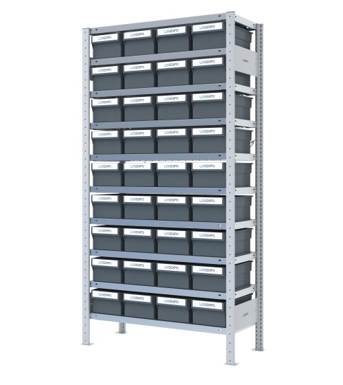 SCAFFALE CON CONTENITORI PORTA MINUTERIA - 36 Cassette estraibili