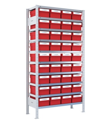 SCAFFALE CON CONTENITORI PORTA MINUTERIA - 36 Cassette estraibili