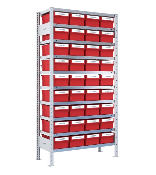 SCAFFALE CON CONTENITORI PORTA MINUTERIA - 36 Cassette estraibili