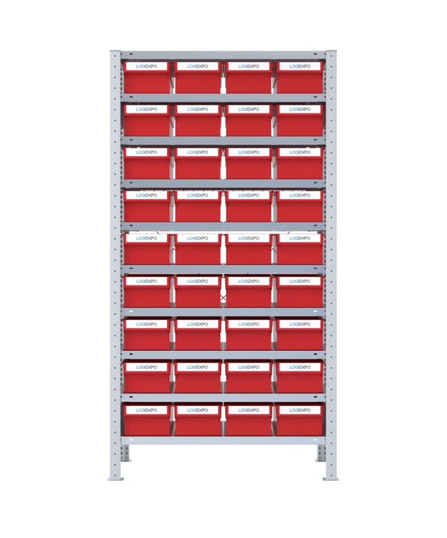 SCAFFALE CON CONTENITORI PORTA MINUTERIA - 36 Cassette estraibili