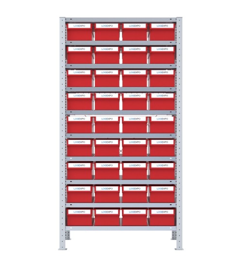 SCAFFALE CON CONTENITORI PORTA MINUTERIA - 36 Cassette estraibili