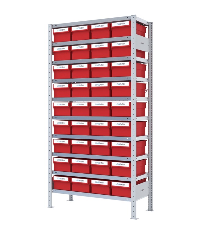 SCAFFALE CON CONTENITORI PORTA MINUTERIA - 36 Cassette estraibili