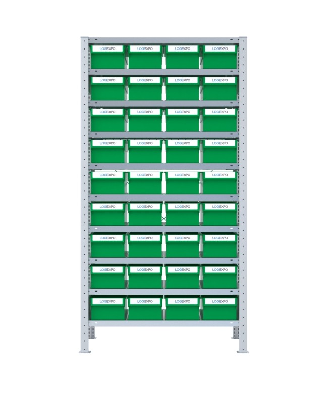 SCAFFALE CON CONTENITORI PORTA MINUTERIA - 36 Cassette estraibili