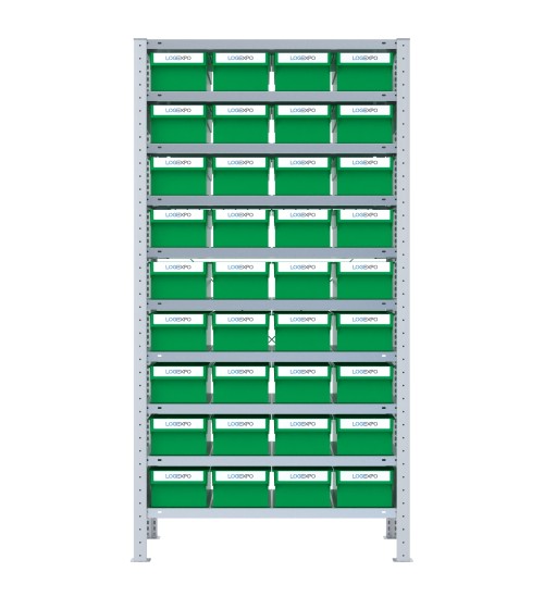 SCAFFALE CON CONTENITORI PORTA MINUTERIA - 36 Cassette estraibili