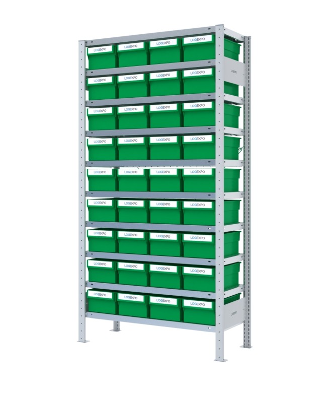 SCAFFALE CON CONTENITORI PORTA MINUTERIA - 36 Cassette estraibili