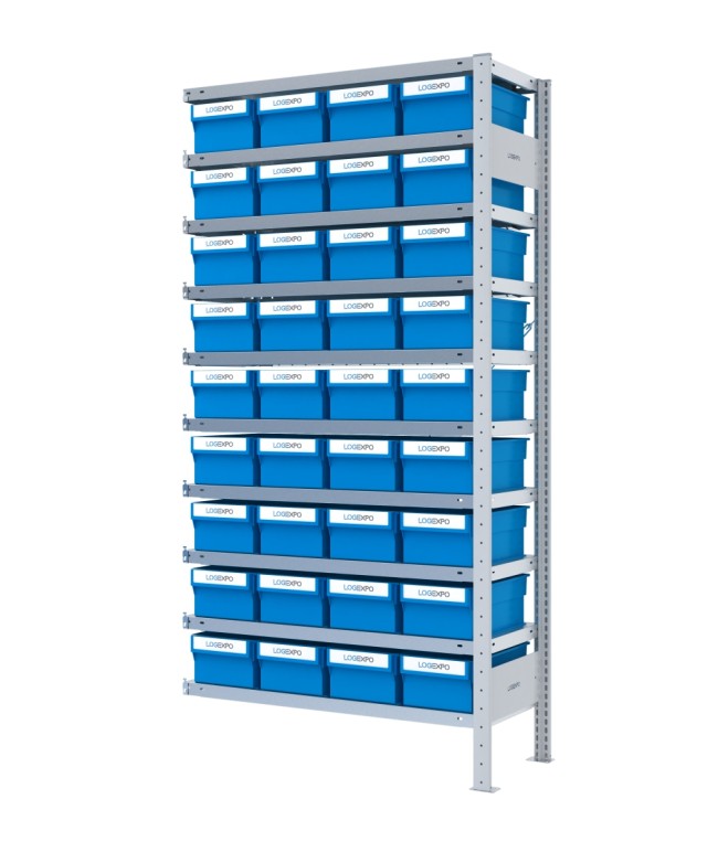SCAFFALE AGGIUNTIVO CON CONTENITORI - 36 Cassette estraibili porta minuterie