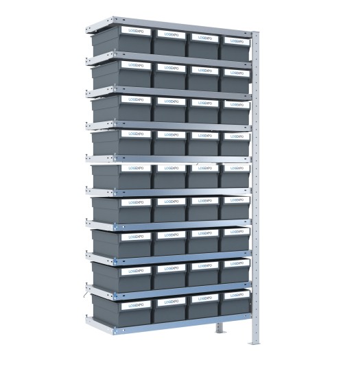 SCAFFALE AGGIUNTIVO CON CONTENITORI - 36 Cassette estraibili porta minuterie