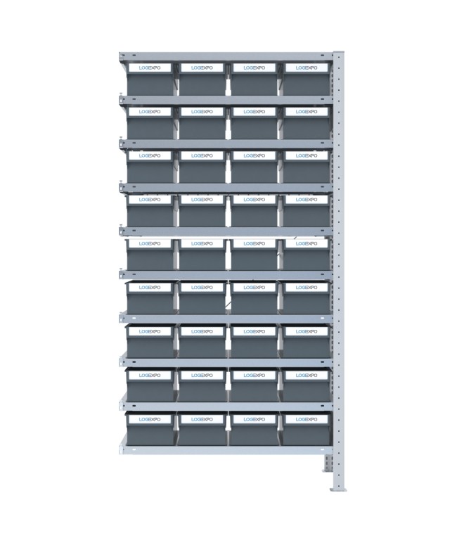 SCAFFALE AGGIUNTIVO CON CONTENITORI - 36 Cassette estraibili porta minuterie