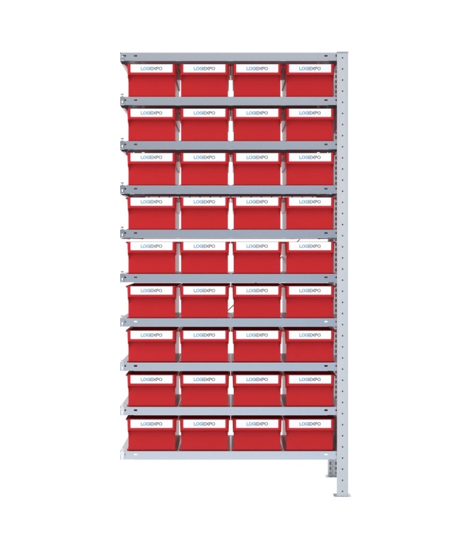 SCAFFALE AGGIUNTIVO CON CONTENITORI - 36 Cassette estraibili porta minuterie