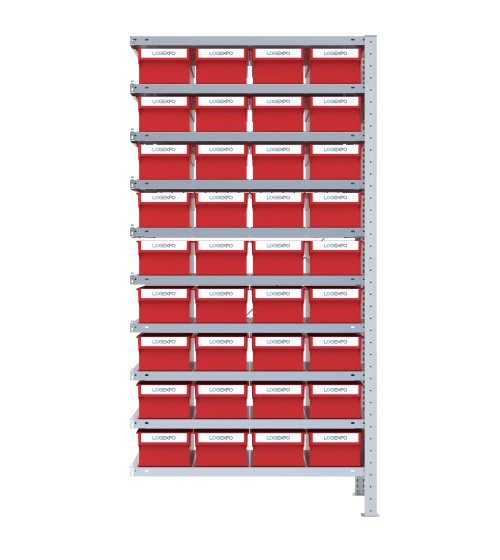 SCAFFALE AGGIUNTIVO CON CONTENITORI - 36 Cassette estraibili porta minuterie