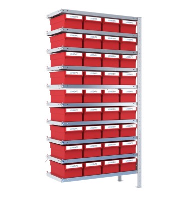 SCAFFALE AGGIUNTIVO CON CONTENITORI - 36 Cassette estraibili porta minuterie