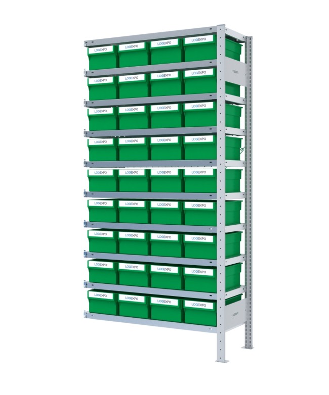SCAFFALE AGGIUNTIVO CON CONTENITORI - 36 Cassette estraibili porta minuterie