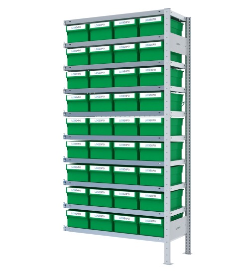 SCAFFALE AGGIUNTIVO CON CONTENITORI - 36 Cassette estraibili porta minuterie