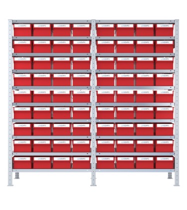 DOPPIO SCAFFALE CON CONTENITORI PORTA MINUTERIE - 72 Cassette estraibili 2