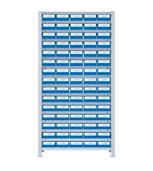 SCAFFALE A CONTENITORI PER MINUTERIA con 75 Cassette in plastica