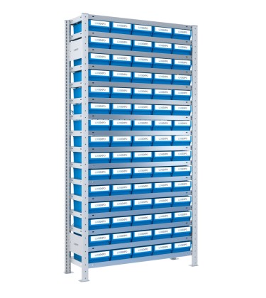 SCAFFALE A CONTENITORI PER MINUTERIA con 75 Cassette in plastica