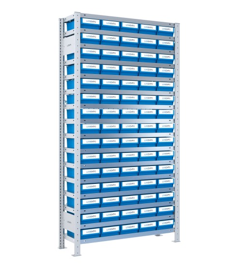 SCAFFALE A CONTENITORI PER MINUTERIA con 75 Cassette in plastica