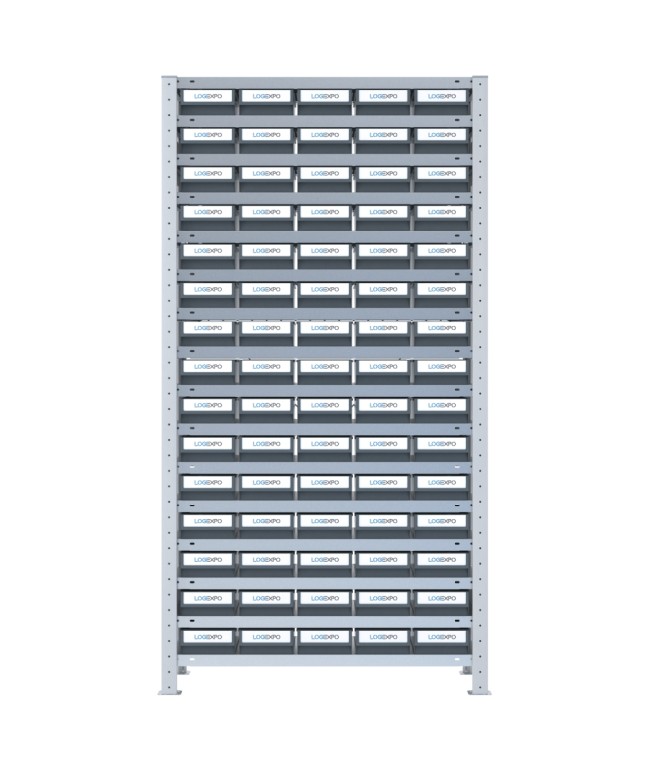 SCAFFALE A CONTENITORI PER MINUTERIA con 75 Cassette in plastica