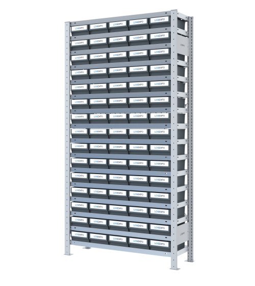 SCAFFALE A CONTENITORI PER MINUTERIA con 75 Cassette in plastica