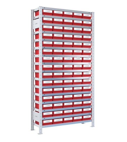 SCAFFALE A CONTENITORI PER MINUTERIA con 75 Cassette in plastica