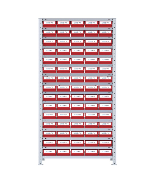 SCAFFALE A CONTENITORI PER MINUTERIA con 75 Cassette in plastica